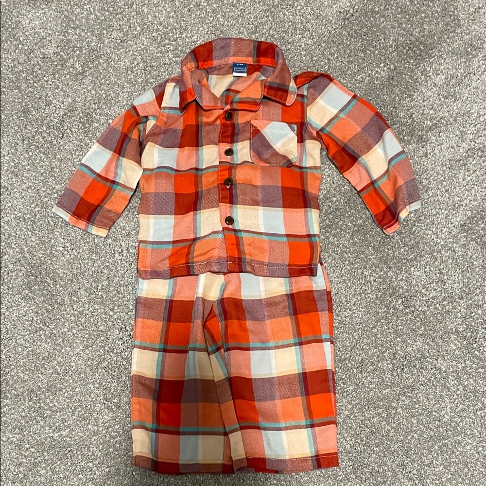 Plaid Kids Pajamas - Red and White